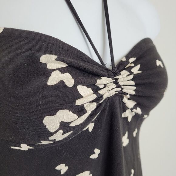 Y2K dress black butterfly print halter mini with cinched‎ front M - Picture 4 of 12